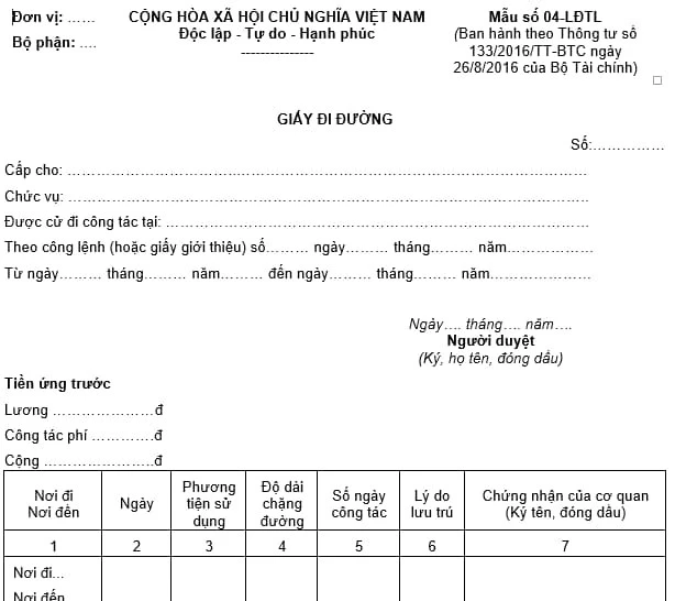 Mẫu giấy đi đường và hướng dẫn cách ghi giấy đi đường dành cho kế toán doanh nghiệp mới nhất?