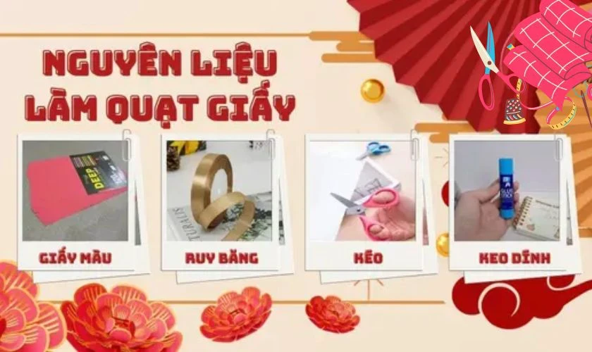 Quạt giấy trang trí Tết cho không gian thêm rực rỡ