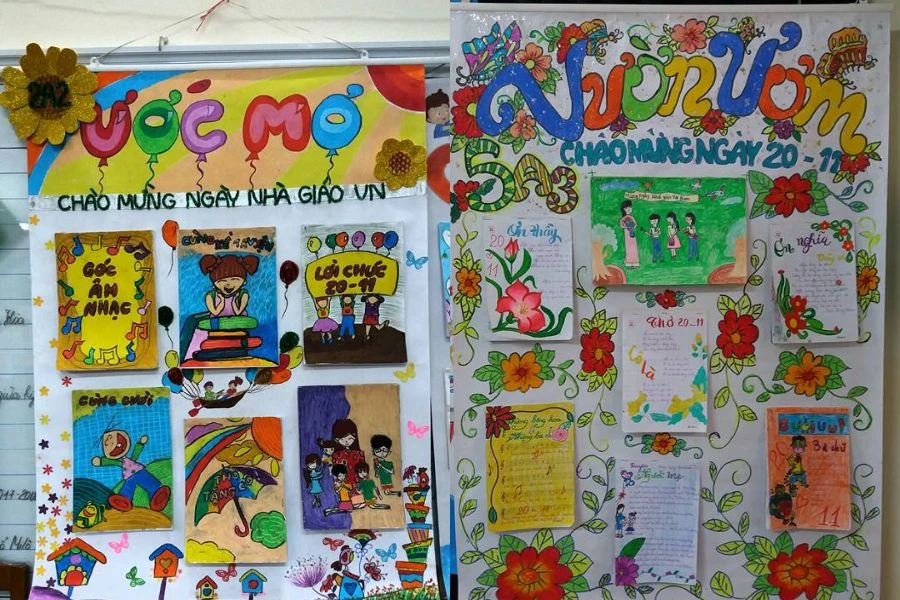 Trang trí báo tường A0 ý nghĩa nhân ngày Nhà giáo Việt Nam