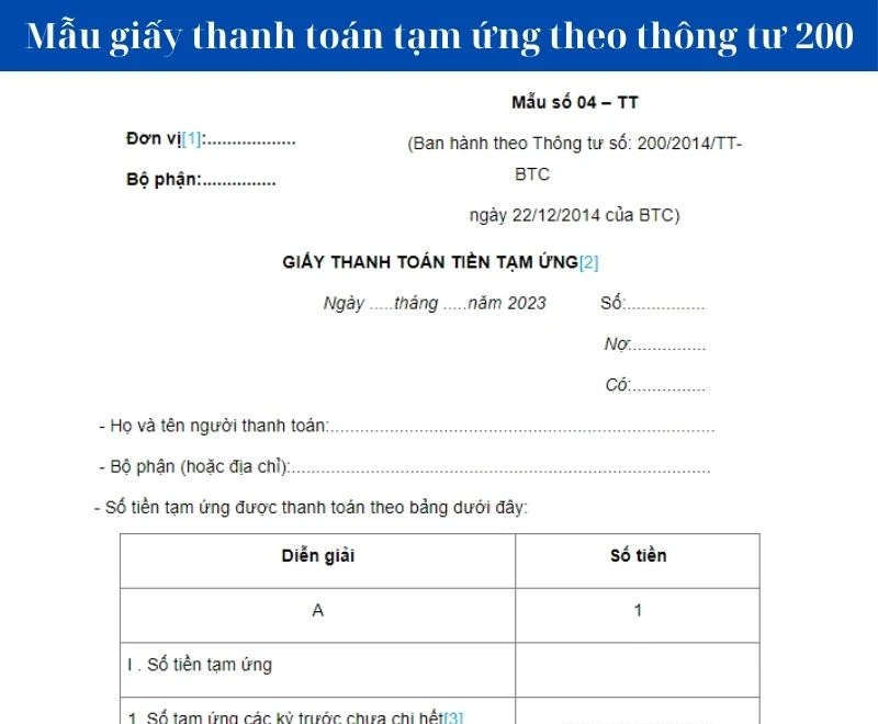 Mẫu giấy đề nghị tạm ứng theo thông tư 200 [Mẫu - 03 TT]