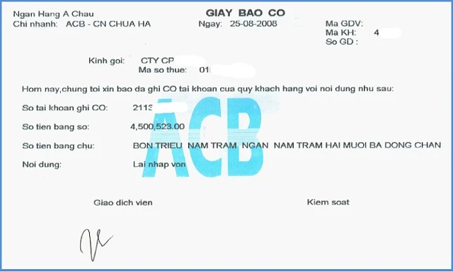 Giấy báo có của ngân hàng là gì? Mẫu giấy báo có mới nhất
