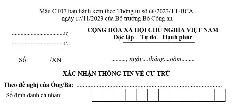 Giấy CT07 là gì và vai trò trong quản lý cư trú