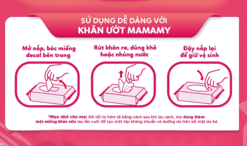 Hướng dẫn sử dụng khăn ướt Mamamy