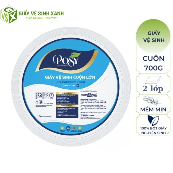 Giấy vệ sinh cuộn lớn 700g Posy chất lượng vượt trội