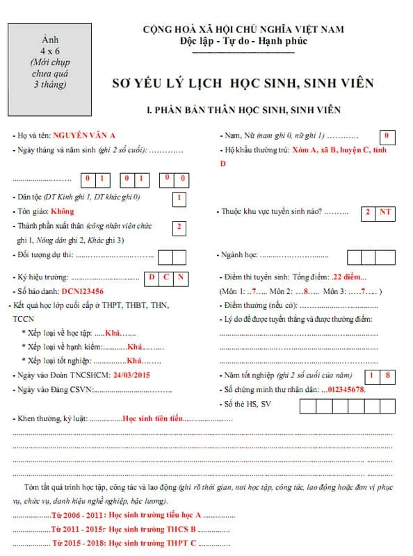 Hướng Dẫn Viết Sơ Yếu Lý Lịch Sinh Viên Ấn Tượng